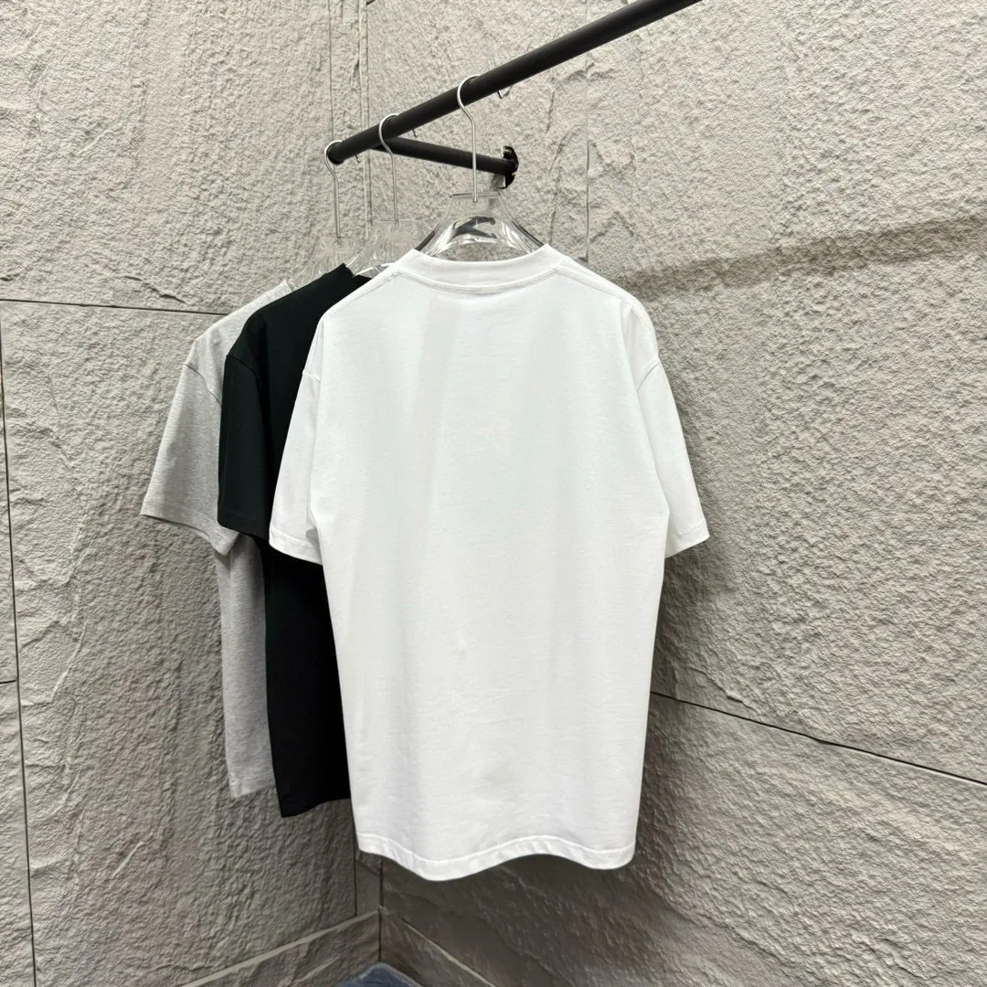 🅿️180 Dio Dio 2025 spring and summer new style Classic letter embroidery on the chest Short-sleeved T-shirt Customized double yarn plain cotton fabric Same style for men and women Color: black white floral gray Size: S (90-130 pounds) M (120-150 pounds) L (140-165 pounds) XL (160-180 pounds) XXL (180-210 pounds)