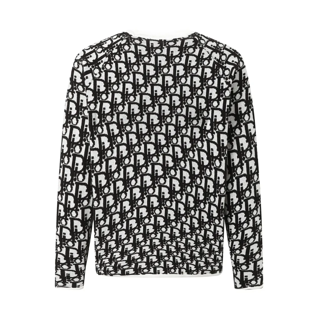 🅿️350 DIOR Dior jacquard round neck casual long-sleeved sweater. It can be easily integrated into casual or formal looks. It is a classic choice during the changing seasons. Same style for men and women. Color: Black Blue Green Size: XS S M L