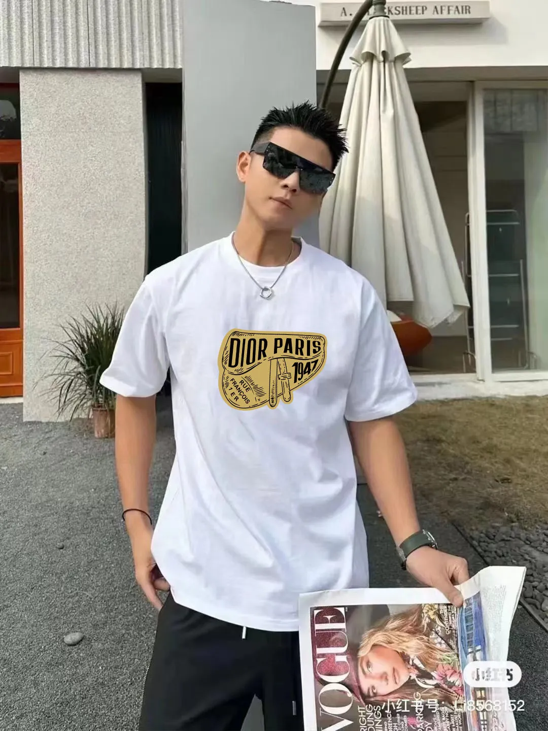 🅿️170 [DIOR Dior] 2025FW short-sleeved T-shirt LOGO printing High-end 26s double yarn 300g fabric Heavy fabric Customized frame ribbing in the same cylinder and dyeing Complete three standards Same style for men and women Color: Black White Size: S M L XL 2XL