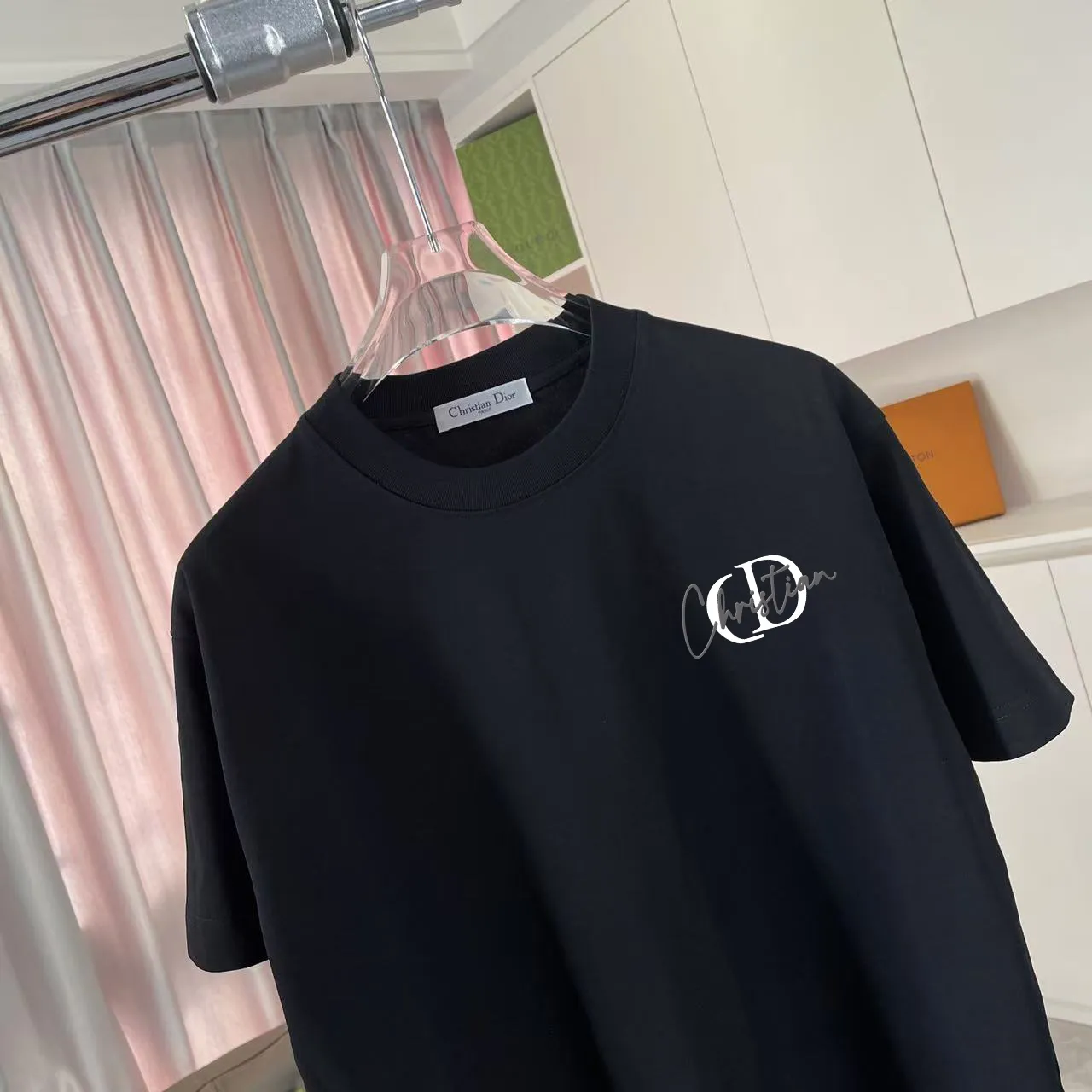 🅿️170 Dio Dior 2025 summer new style Personalized letter logo printing Short-sleeved T-shirt Customized fabric 300g Same style for men and women Color: black white lake green sky blue Size: S M L XL XXL five sizes ​