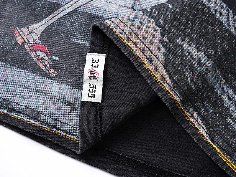 1167# P120 Washed Black Real Shot Godspeed American Fashion Rock Street Retro Washed Distressed Printed Pure Cotton Short Sleeves Fabric: 250g 32 Count Fine Cotton Double Yarn Pure Cotton Color: Washed Black Size: S M L XL