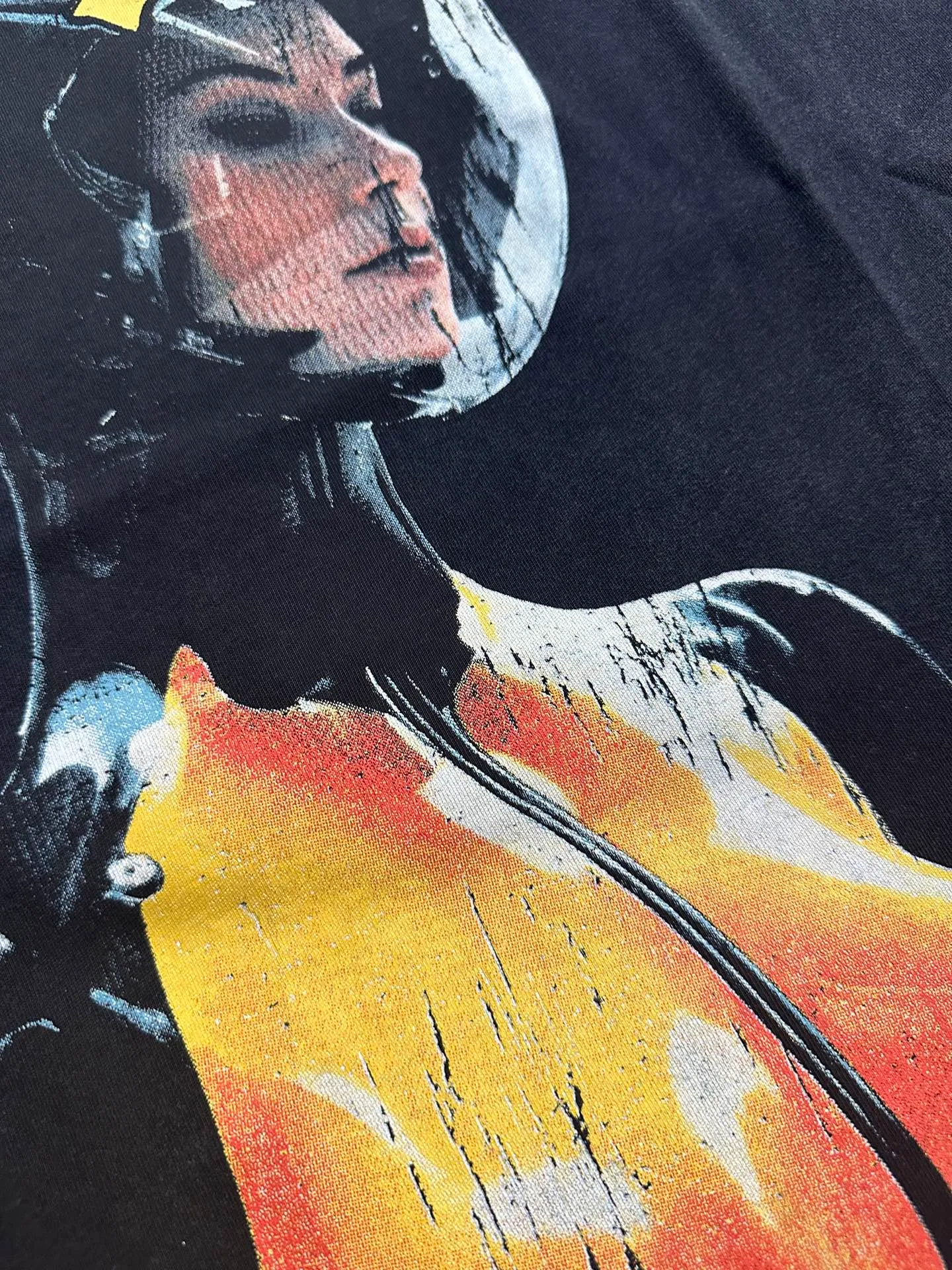 6309# Washed black I P116 Real stock (American fashion niche) Godspeed cross-border American rock street washed retro style short-sleeved T (craft printing) Fabric (fabric): 32 counts combed double yarn 250 grams weight Size (size): S-M-L-XL Color (colour): Washed black