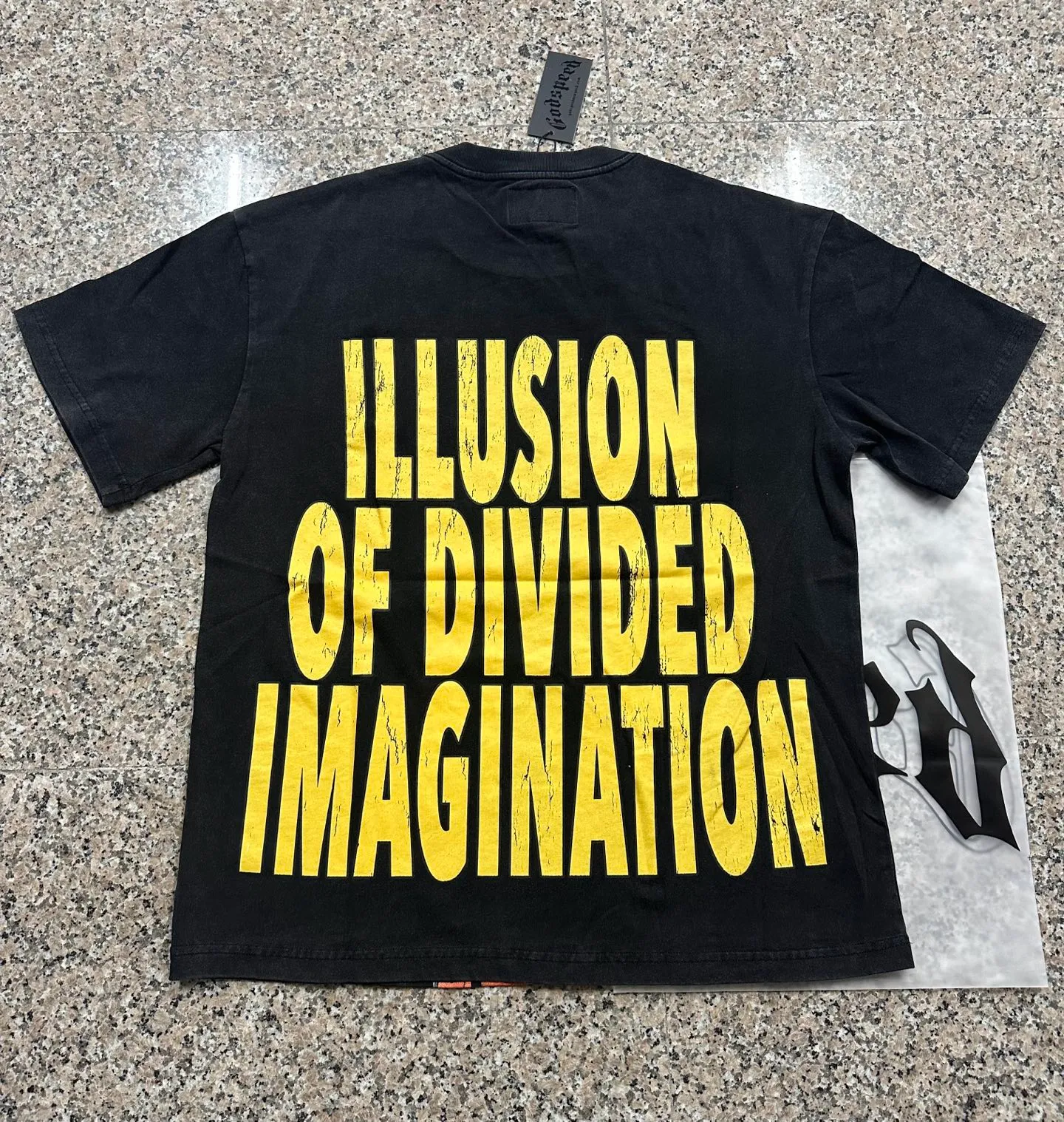 6309# Washed black I P116 Real stock (American fashion niche) Godspeed cross-border American rock street washed retro style short-sleeved T (craft printing) Fabric (fabric): 32 counts combed double yarn 250 grams weight Size (size): S-M-L-XL Color (colour): Washed black