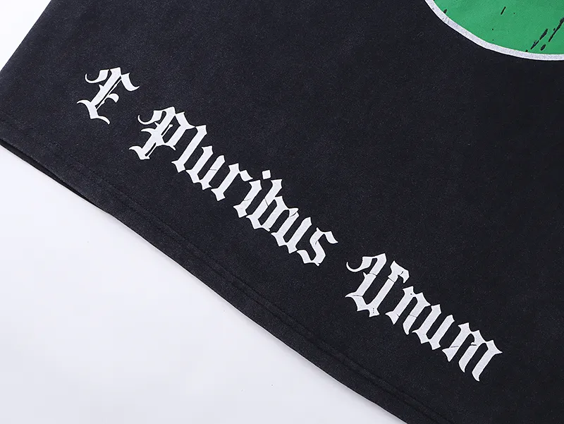 1038# P126 Washed Black Real Shot Godspeed American Fashion Rock Street Retro Washed Distressed Printed Cotton Short Sleeves Fabric: 250g 32 Count Fine Cotton Double Yarn Pure Cotton Color: Washed Black Size: S M L XL