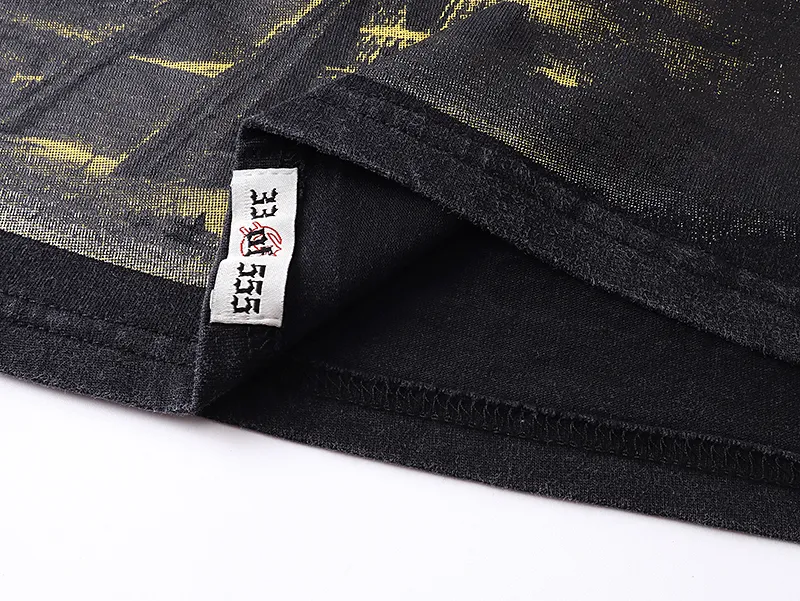 1080# P126 Washed Black Real Shot Godspeed American Fashion Rock Street Retro Washed Distressed Printed Cotton Short Sleeves Fabric: 250g 32 Count Fine Cotton Double Yarn Pure Cotton Color: Washed Black Size: S M L XL
