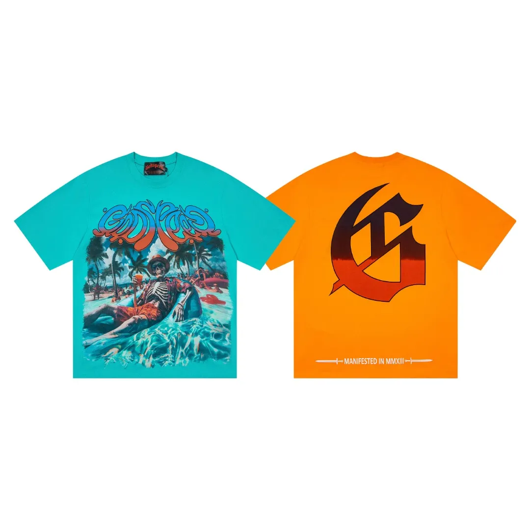 G65# GodSpeed ​​White Ink Direct Print Short Sleeve S-XL Blue Orange P116