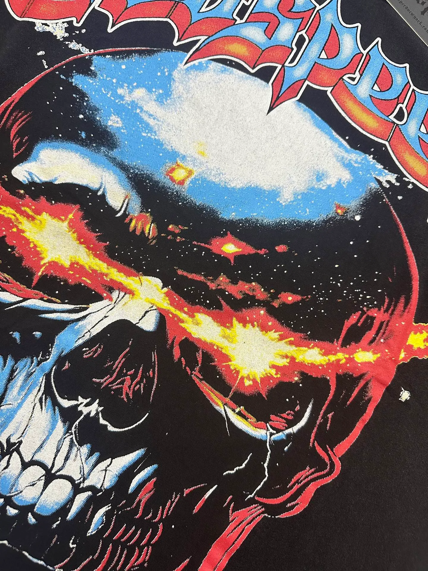 6108# washed black I P116 Godspeed cross-border American rock and roll street washed retro style short-sleeved T (process printing) fabric (fabric): washed black, blue: 32 count combed double yarn 250 grams weight code (size): S-M-L-XL color (colour): washed black,