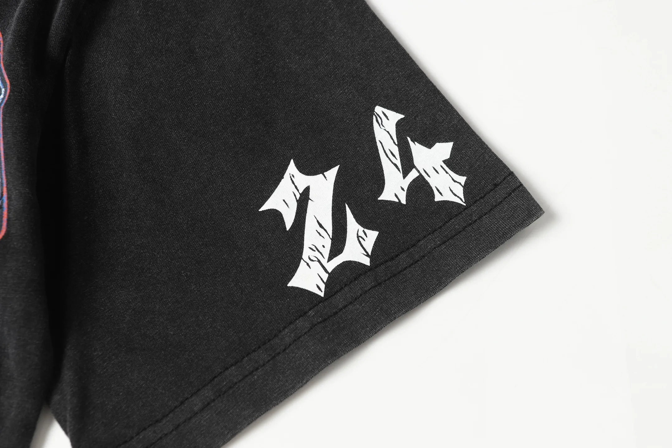 6051#washed black｜P116 Godspeed cross-border American rock and roll street washed retro style short-sleeved T (craft printing) fabric (fabric): 32 count combed double yarn 250g weight code number (size): S-M-L-XL color (colour): washed black