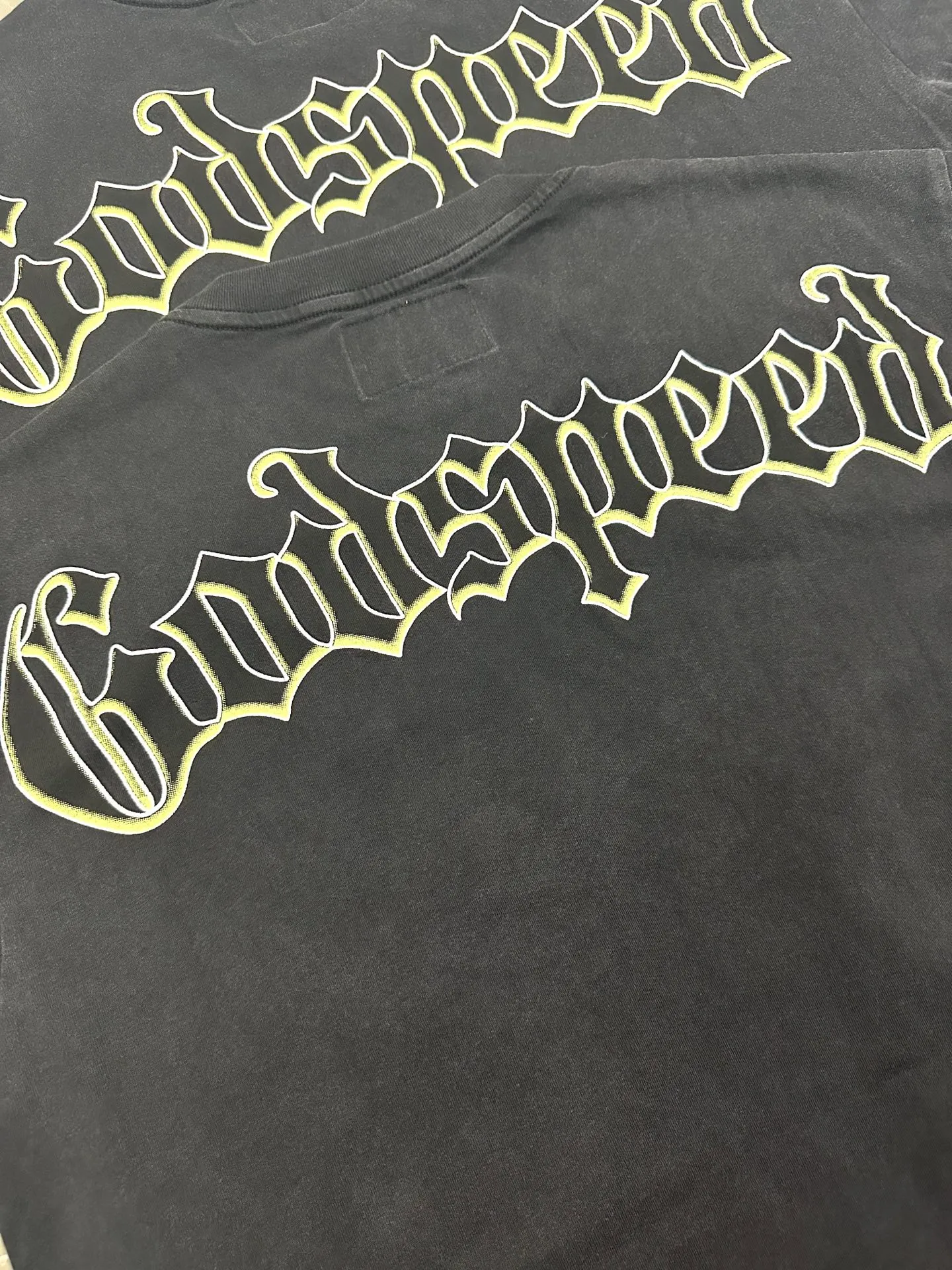 6137# Washed black I P116 Real stock (American fashion niche) Godspeed cross-border American rock street washed retro style short-sleeved T (craft printing) Fabric (fabric): 32 counts combed double yarn 250 grams weight Size (size): S-M-L-XL Color (colour): Washed black