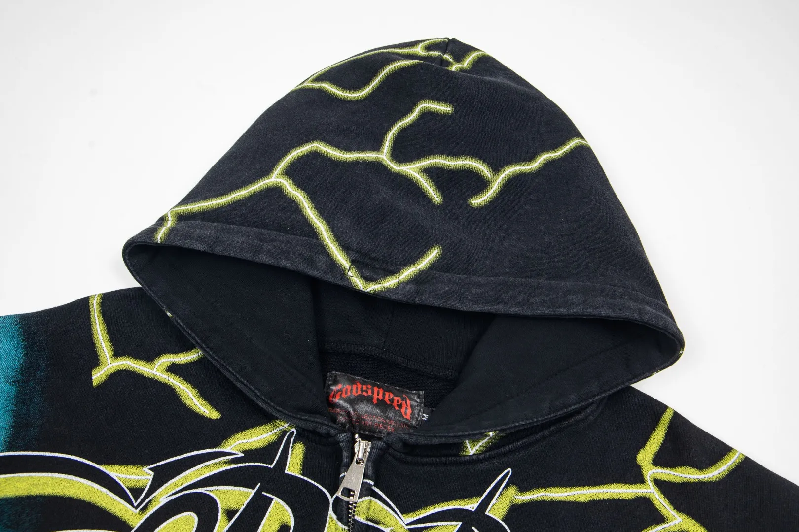 G56# GodSpeed ​​all-over HD printed washed zipper sweatshirt Size S-XL black blue black red black yellow P266