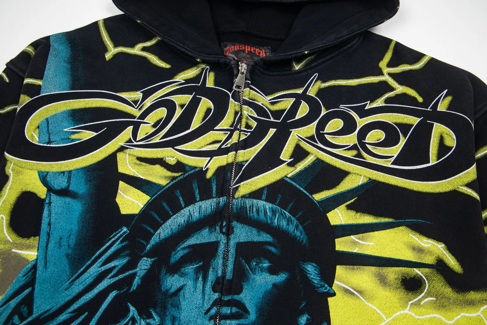 G56# GodSpeed ​​all-over HD printed washed zipper sweatshirt Size S-XL black blue black red black yellow P266