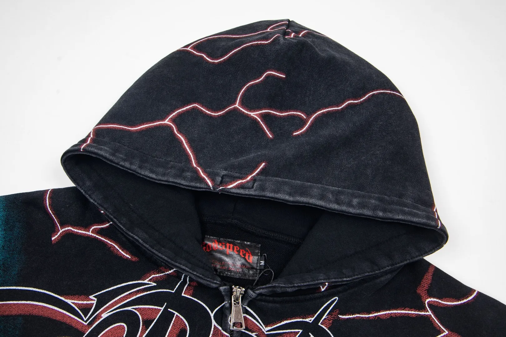 G56# GodSpeed ​​all-over HD printed washed zipper sweatshirt Size S-XL black blue black red black yellow P266