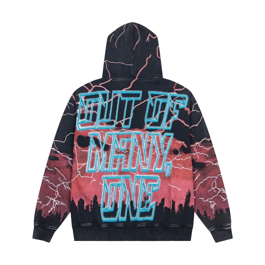 G56# GodSpeed ​​all-over HD printed washed zipper sweatshirt Size S-XL black blue black red black yellow P266