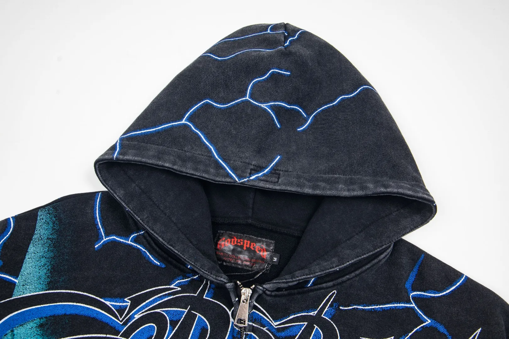 G56# GodSpeed ​​all-over HD printed washed zipper sweatshirt Size S-XL black blue black red black yellow P266