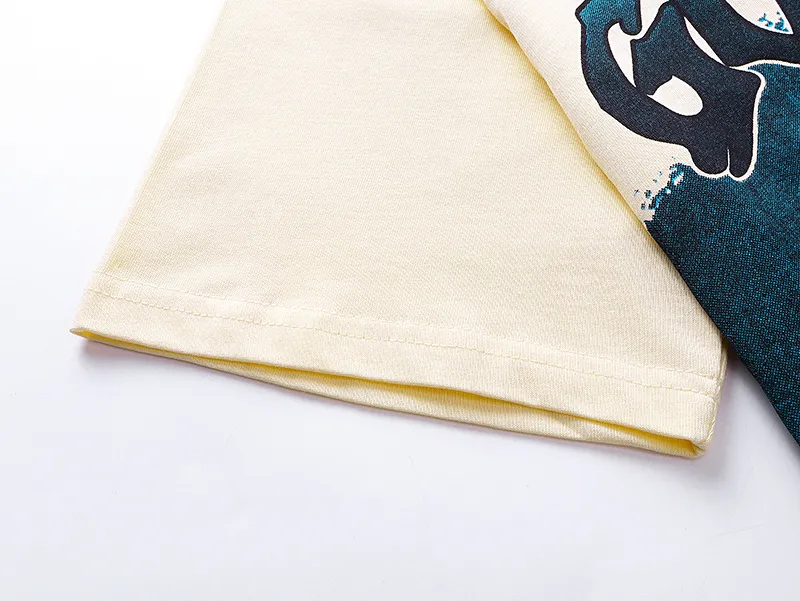 3133# P106 Real shot Godspeed American fashion rock street retro loose printed cotton short sleeves Fabric: 240g 32 count fine cotton double yarn pure cotton Color: apricot Size: S M L XL