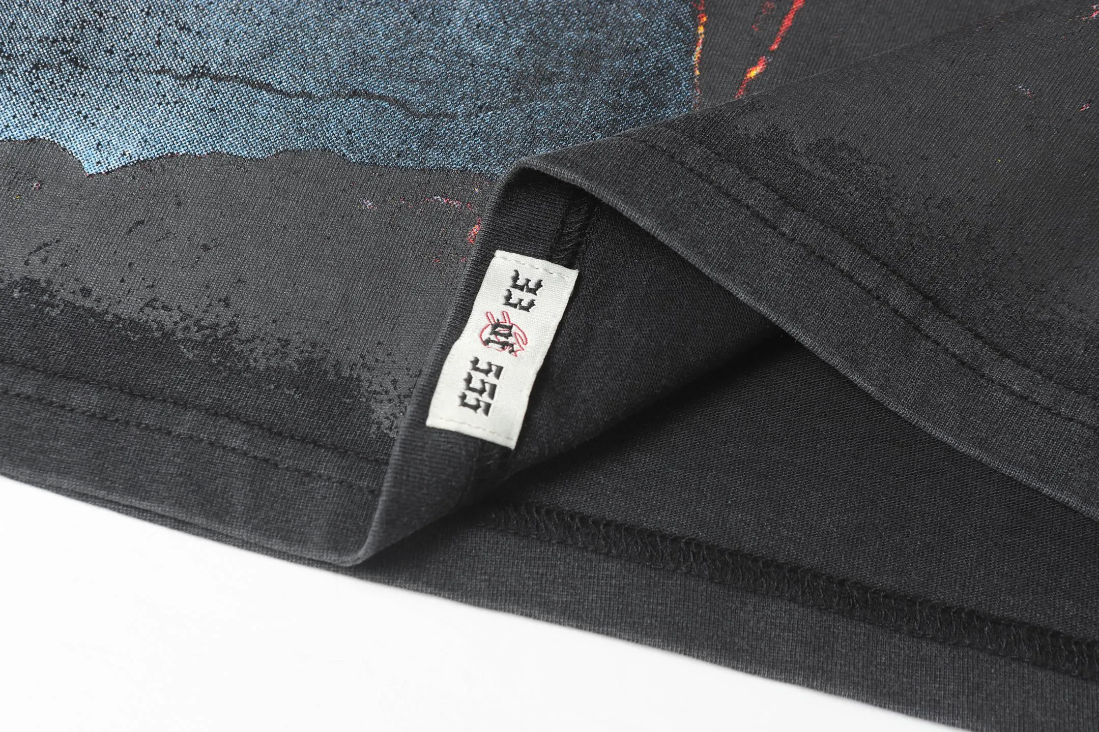 6001# washed black/denim blue｜P116 Godspeed cross-border American rock and roll street washed retro style short-sleeved T (craft print) fabric (fabric): washed black, blue: 32 count combed double yarn 250g weight code (size): S-M-L-XL color (colour): washed black, washed blue
