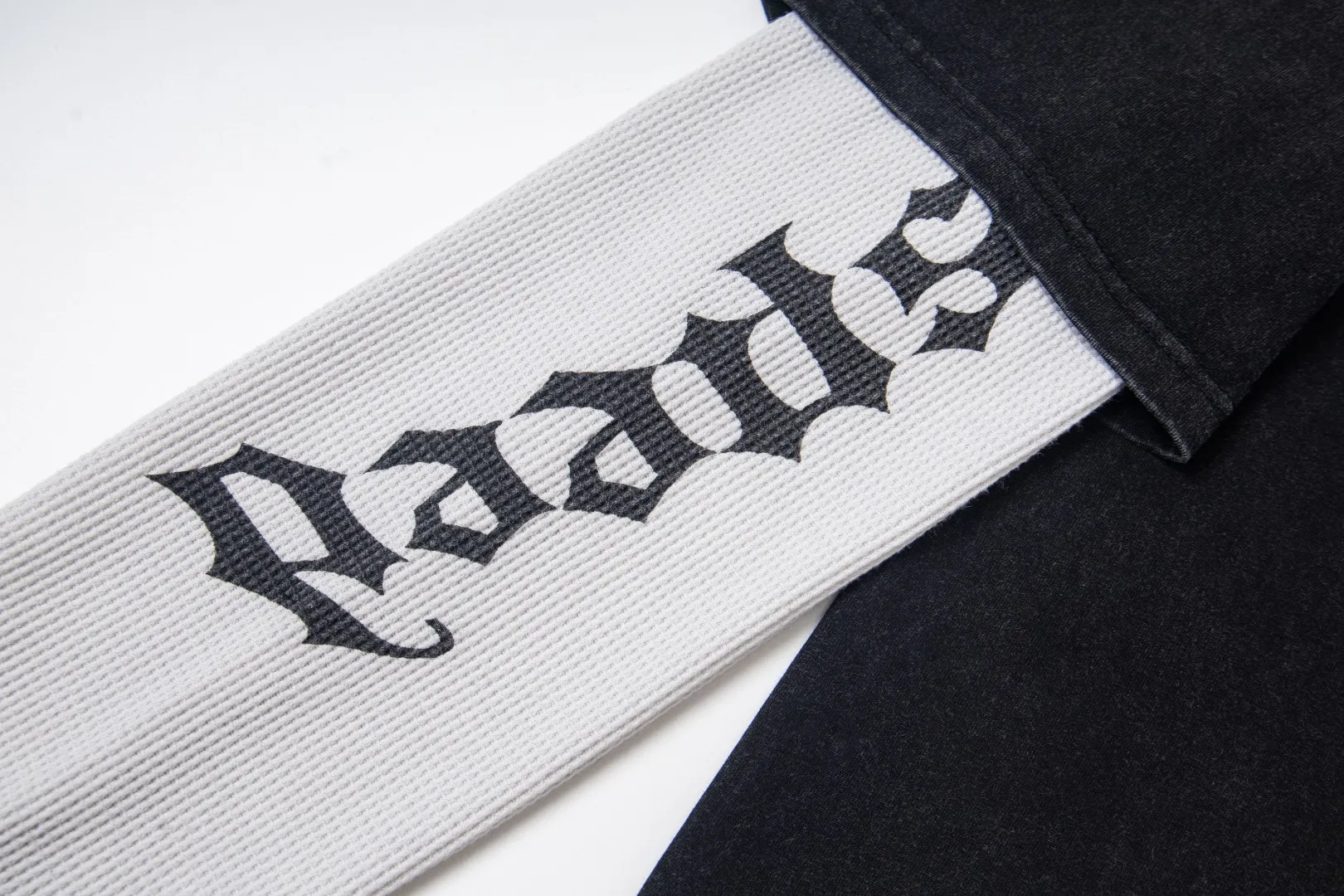 G37# GodSpeed ​​washed printed spliced ​​waffle long sleeves S-XL size washed black P146 apricot P136