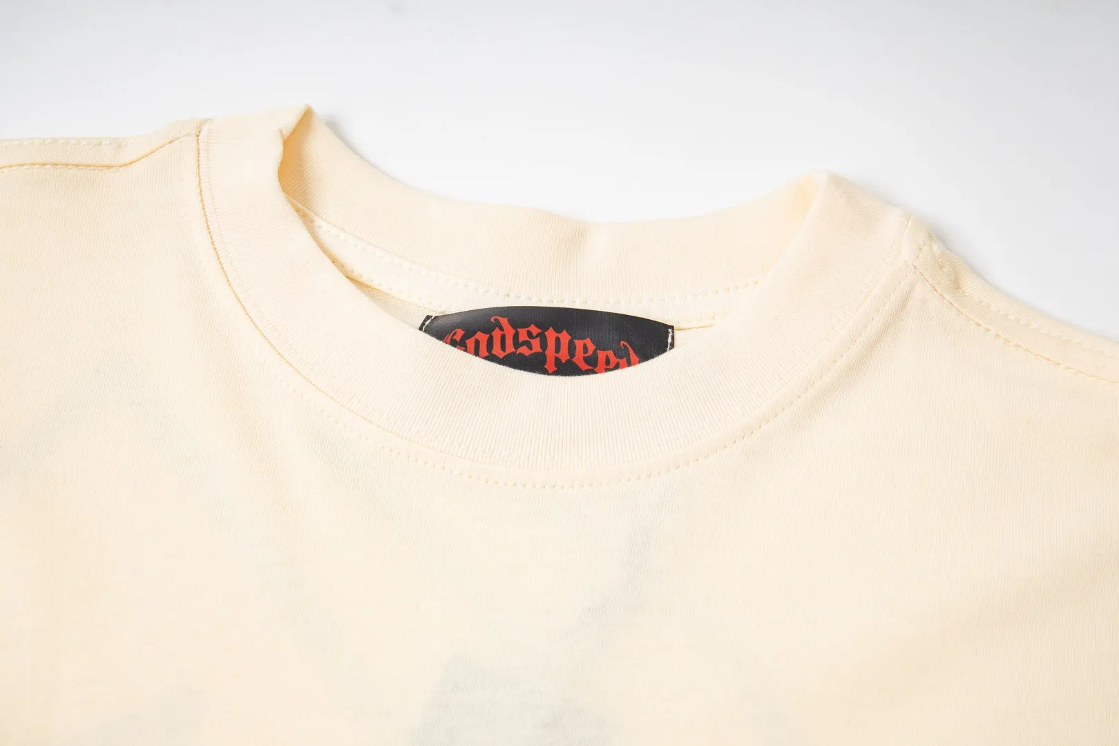 G37# GodSpeed ​​washed printed spliced ​​waffle long sleeves S-XL size washed black P146 apricot P136