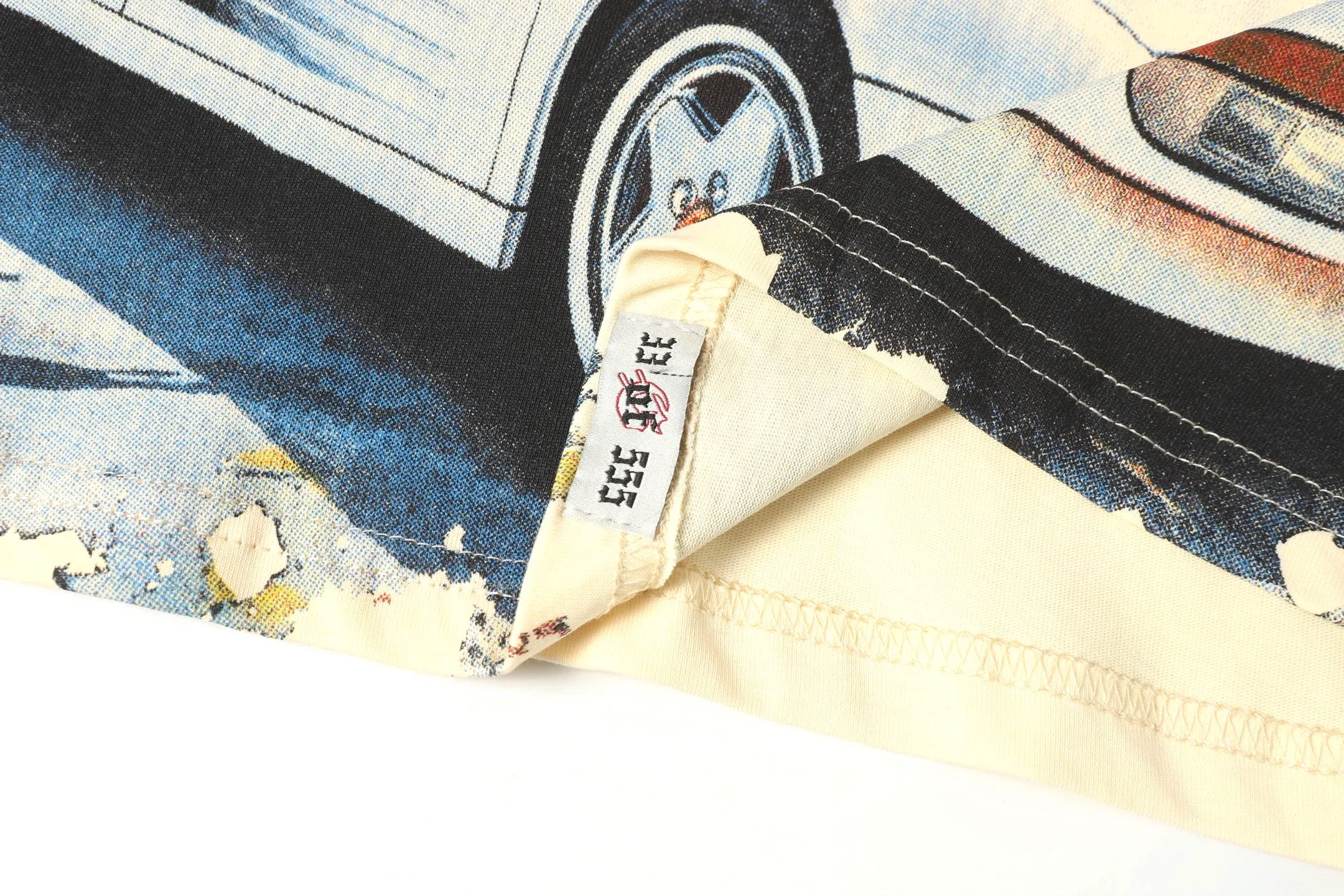 5057#Apricot｜P104 Godspeed cross-border American rock and roll street washed retro style short-sleeved T (craft printing) fabric (fabric) 32 counts combed double yarn 240 grams weight code number (size): S-M-L-XL color (colour): apricot