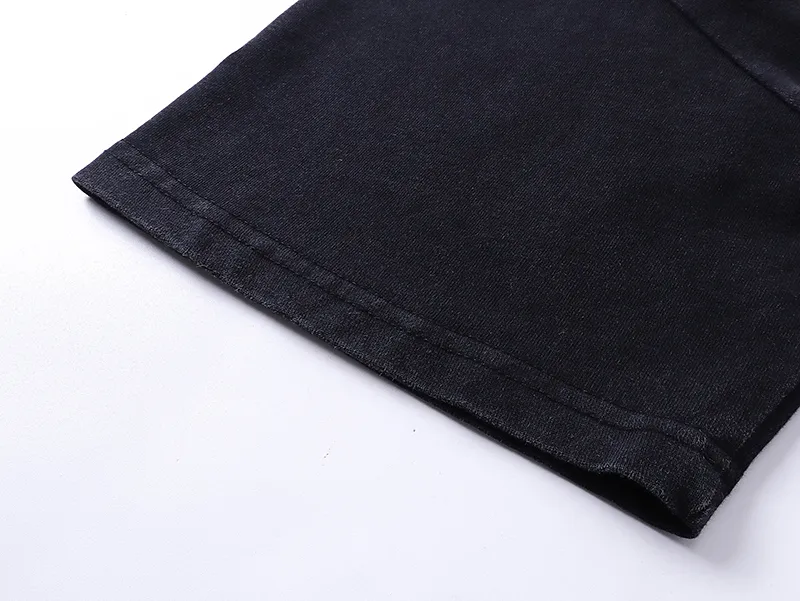1015# P126 Washed model Real shot Godspeed American fashion rock street retro washed distressed printed cotton short sleeves Fabric: 250g 32 count fine cotton double yarn pure cotton Color: washed black washed blue Code number: S M L XL