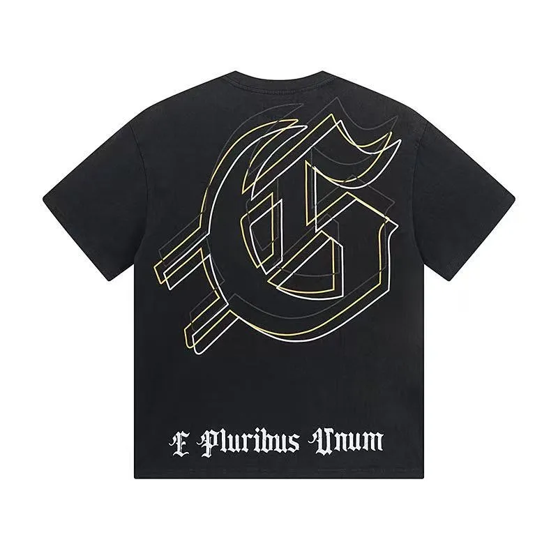 6041# washed black｜P116 Godspeed cross-border American rock and roll street washed retro style short-sleeved T (craft printing) fabric (fabric): 32 count combed double yarn 250 grams weight code (size): S-M-L-XL color (colour): washed black 👉