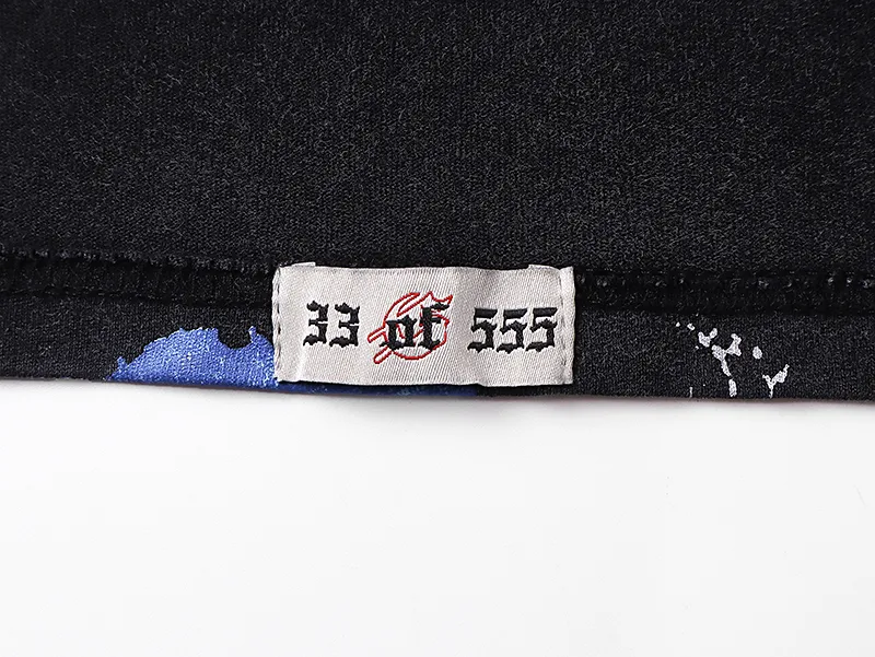 1030# P126 Washed Black Real Shot Godspeed American Fashion Rock Street Retro Washed Distressed Printed Pure Cotton Short Sleeves Fabric: 250g 32 Count Fine Cotton Double Yarn Pure Cotton Color: Washed Black Size: S M L XL