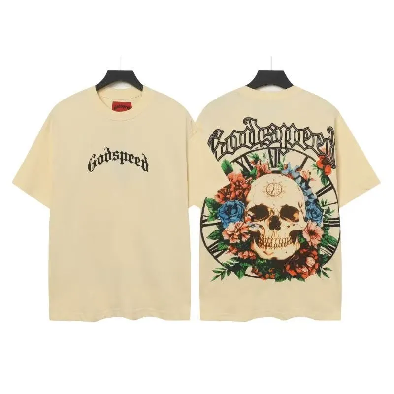 5046# White/Apricot｜P104 Godspeed cross-border American rock and roll street washed retro style short-sleeved T (craft printing) fabric (fabric) 32 counts combed double yarn 240 grams weight code number (size): S-M-L-XL color (colour): apricot.white
