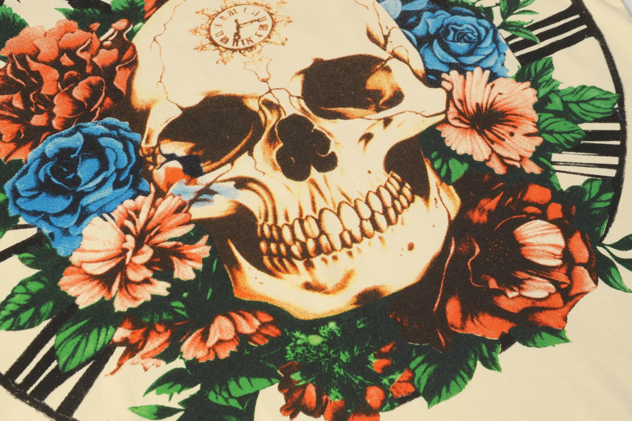 5046# White/Apricot｜P104 Godspeed cross-border American rock and roll street washed retro style short-sleeved T (craft printing) fabric (fabric) 32 counts combed double yarn 240 grams weight code number (size): S-M-L-XL color (colour): apricot.white