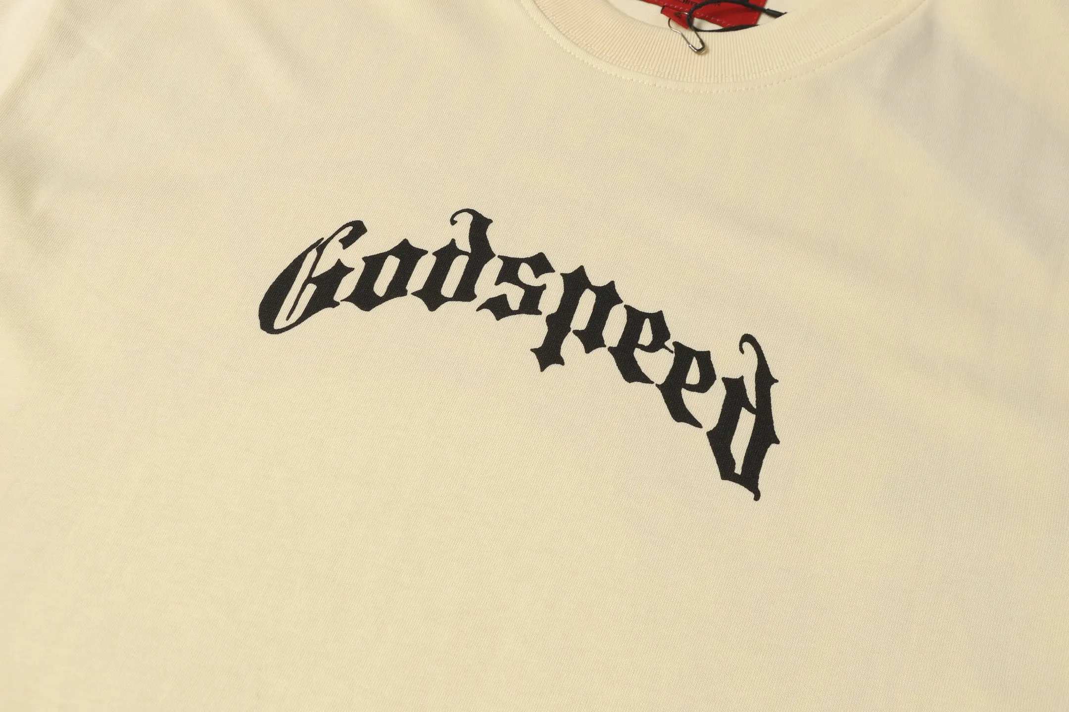 5046# White/Apricot｜P104 Godspeed cross-border American rock and roll street washed retro style short-sleeved T (craft printing) fabric (fabric) 32 counts combed double yarn 240 grams weight code number (size): S-M-L-XL color (colour): apricot.white