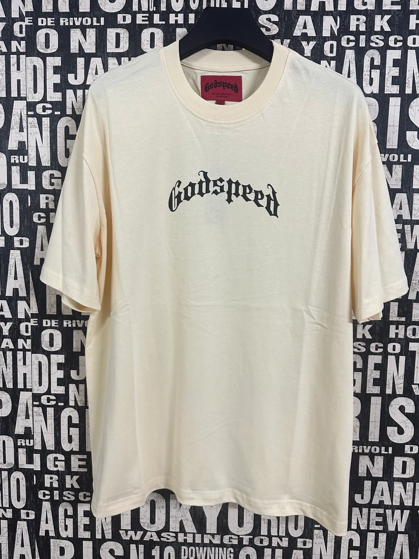5046# White/Apricot｜P104 Godspeed cross-border American rock and roll street washed retro style short-sleeved T (craft printing) fabric (fabric) 32 counts combed double yarn 240 grams weight code number (size): S-M-L-XL color (colour): apricot.white