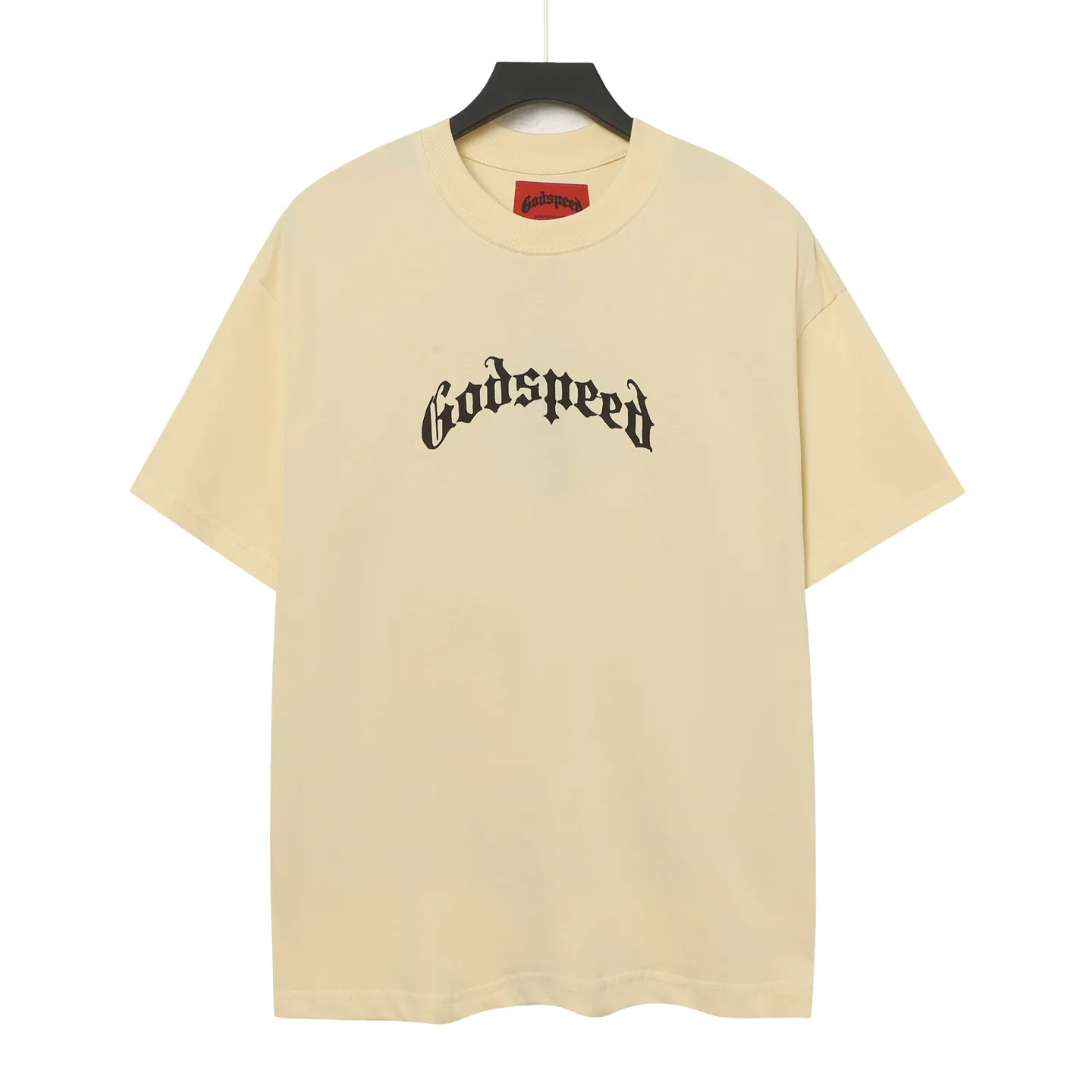 5046# White/Apricot｜P104 Godspeed cross-border American rock and roll street washed retro style short-sleeved T (craft printing) fabric (fabric) 32 counts combed double yarn 240 grams weight code number (size): S-M-L-XL color (colour): apricot.white