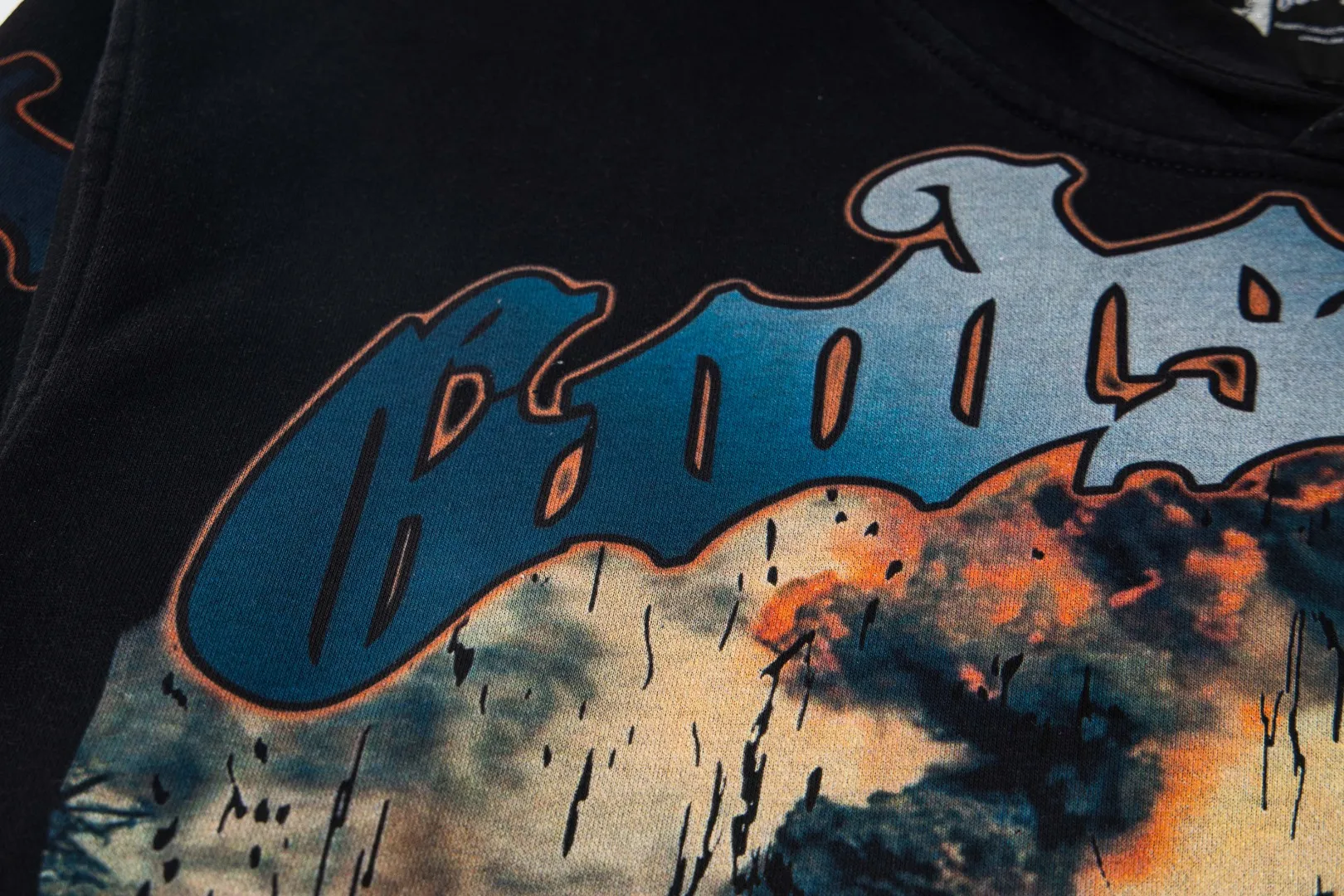 G22# GodSpeed ​​white ink direct spray sweatshirt S-XL washed black P236