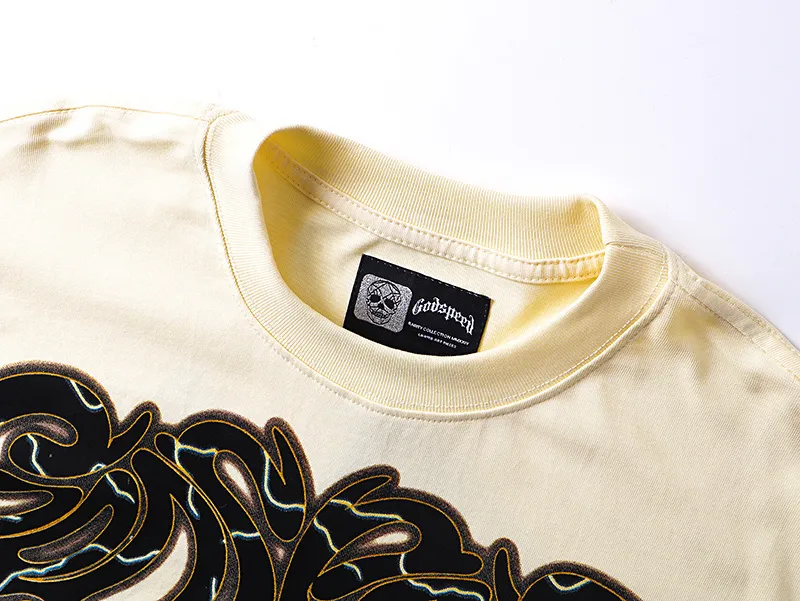 3173# P140 Real shot of Godspeed American trendy rock and roll street pure cotton loose bottoming long-sleeved T-shirt long T. Fabric: 270g 32 count fine cotton double yarn pure cotton Color: Apricot Code number: S M L XL