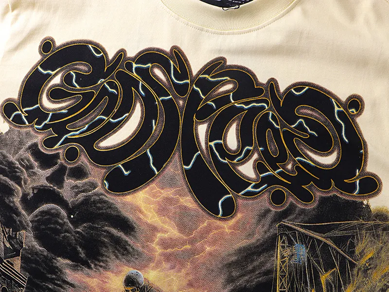 3173# P140 Real shot of Godspeed American trendy rock and roll street pure cotton loose bottoming long-sleeved T-shirt long T. Fabric: 270g 32 count fine cotton double yarn pure cotton Color: Apricot Code number: S M L XL