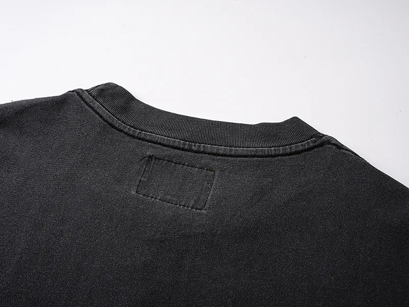 1156# P170 Real shot of Godspeed American fashion street retro washed and distressed fake two-piece pure cotton long T. Fabric: 270g 32 count fine cotton double yarn pure cotton Color: washed black Size: S M L XL