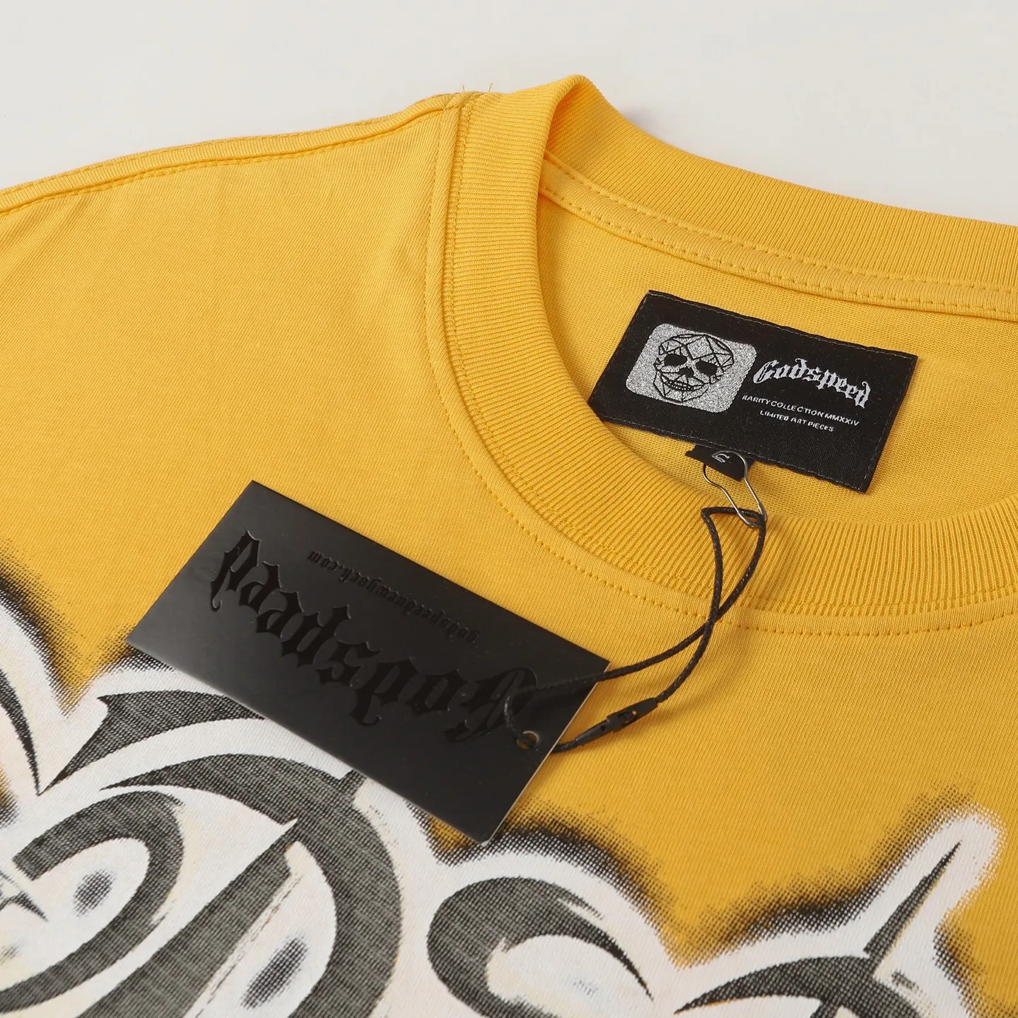 5100# Brown/Sea Blue/Golden Yellow I P106 Godspeed Cross-Border American Rock Street Washed Retro Style Short Sleeve T (Craft Print) Fabric (fabric) 32 Count Combed Double Yarn 240 Grams Size (size): S-M-L-XL Color (colour): Brown/Sea Blue/Golden Yellow 👉