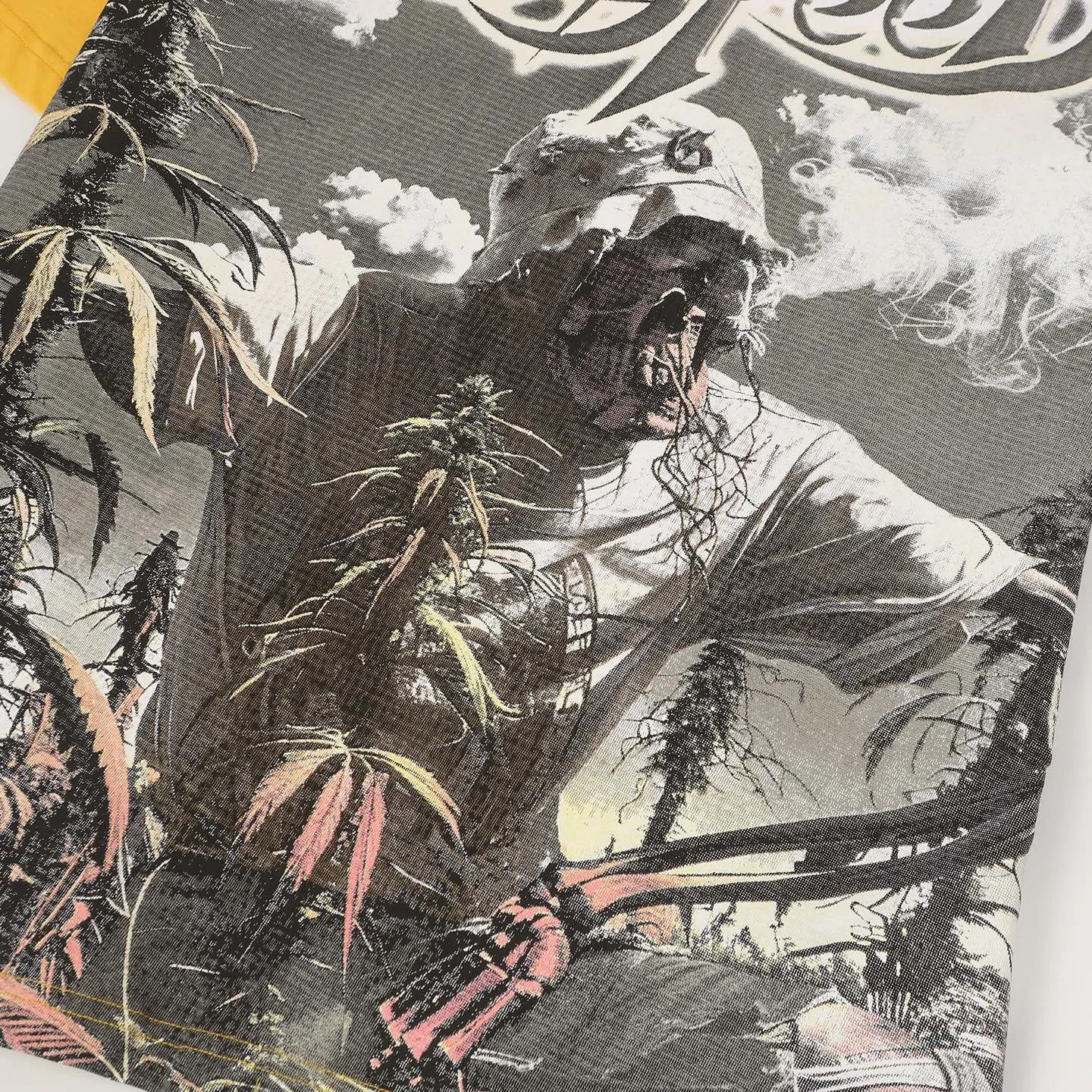5100# Brown/Sea Blue/Golden Yellow I P106 Godspeed Cross-Border American Rock Street Washed Retro Style Short Sleeve T (Craft Print) Fabric (fabric) 32 Count Combed Double Yarn 240 Grams Size (size): S-M-L-XL Color (colour): Brown/Sea Blue/Golden Yellow 👉