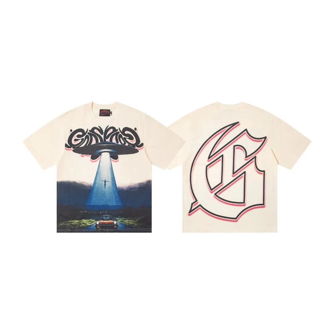 G33# GodSpeed ​​white ink direct spray washed short-sleeved S-XL size blue (washed) P126 apricot P106