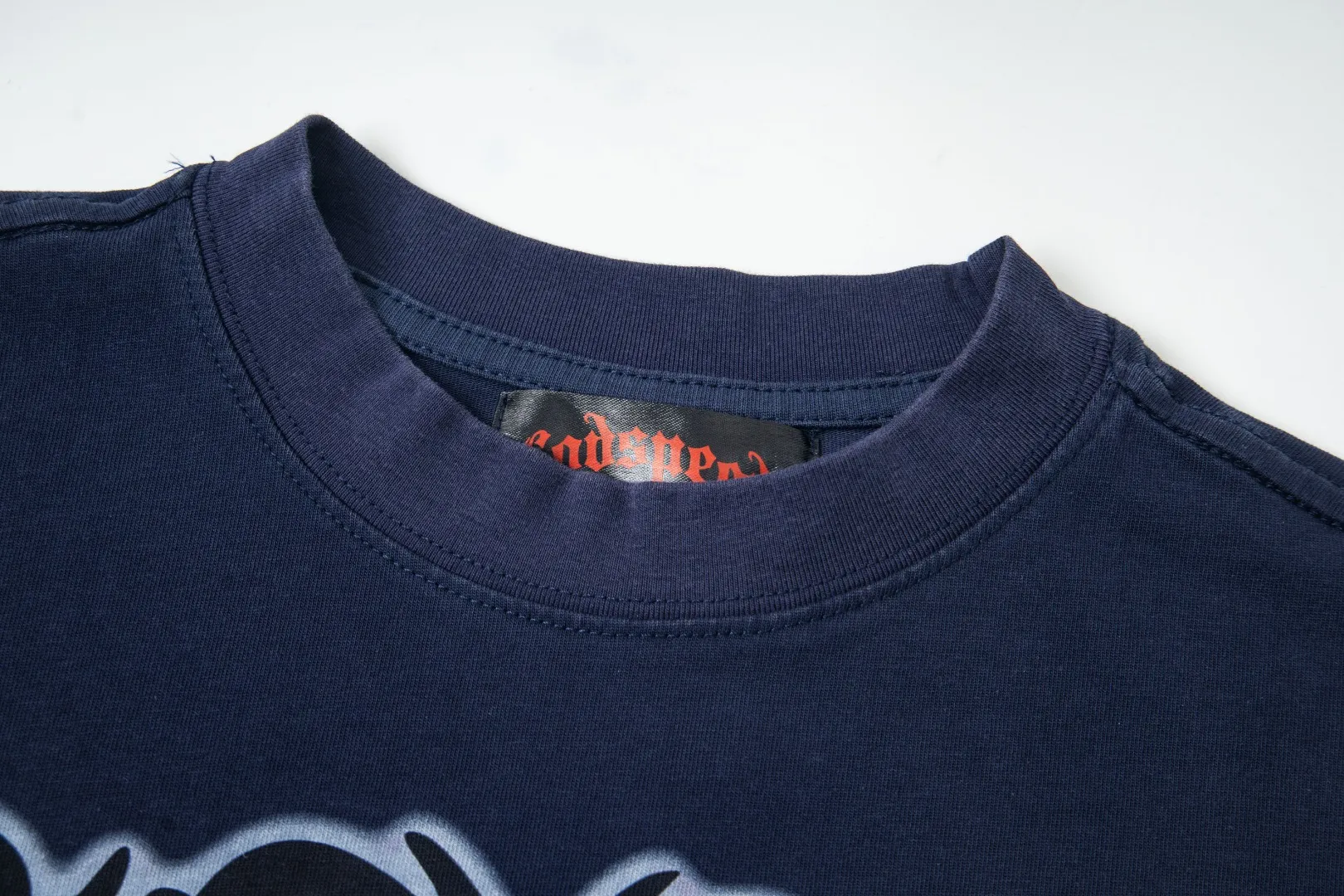 G33# GodSpeed ​​white ink direct spray washed short-sleeved S-XL size blue (washed) P126 apricot P106