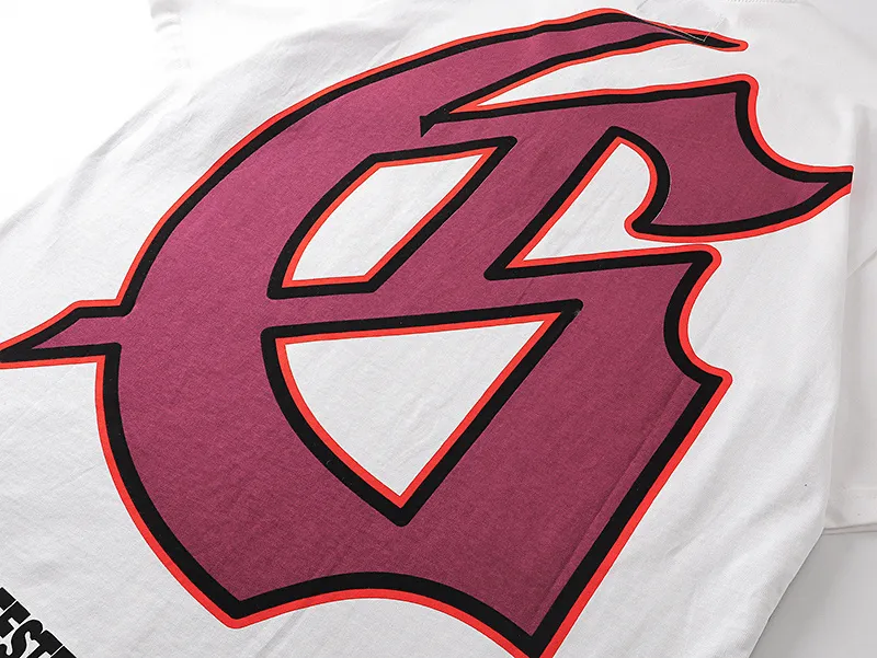 3122# P106 Real shot Godspeed American fashion rock street retro loose printed cotton short sleeves Fabric: 240g 32 count fine cotton double yarn pure cotton Color: off-white Size: S M L XL