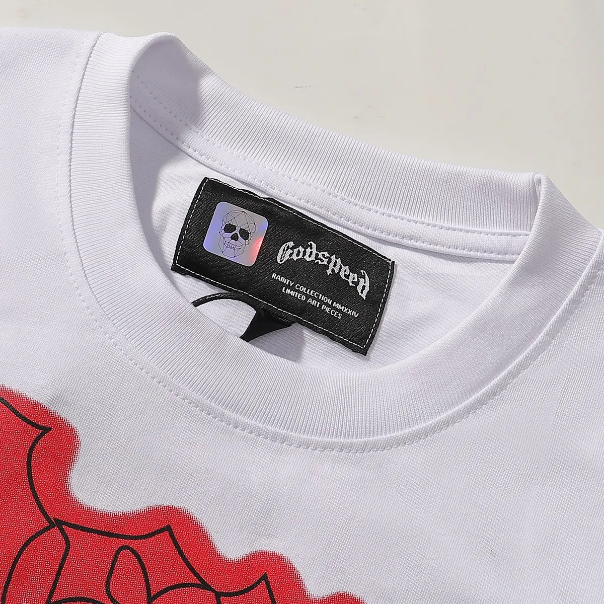 No. 7021, American trend Godspeed comfortable beach skull print high quality double yarn pure cotton casual short-sleeved T-shirt batch 110 Color: black, white; Size: S M L XL