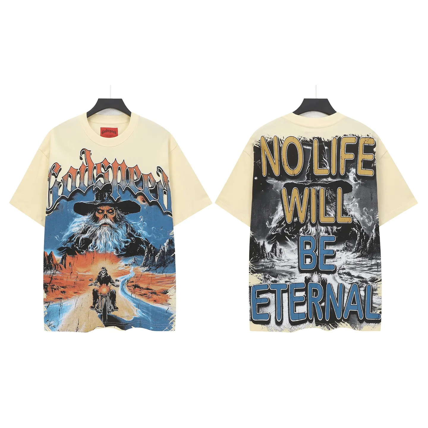 5303#apricot I P106 Godspeed cross-border American rock and roll street washed retro style short-sleeved T (craft printing) fabric (fabric): 32 counts combed double yarn 240 grams weight code number (size): S-M-L-XL color (colour): apricot