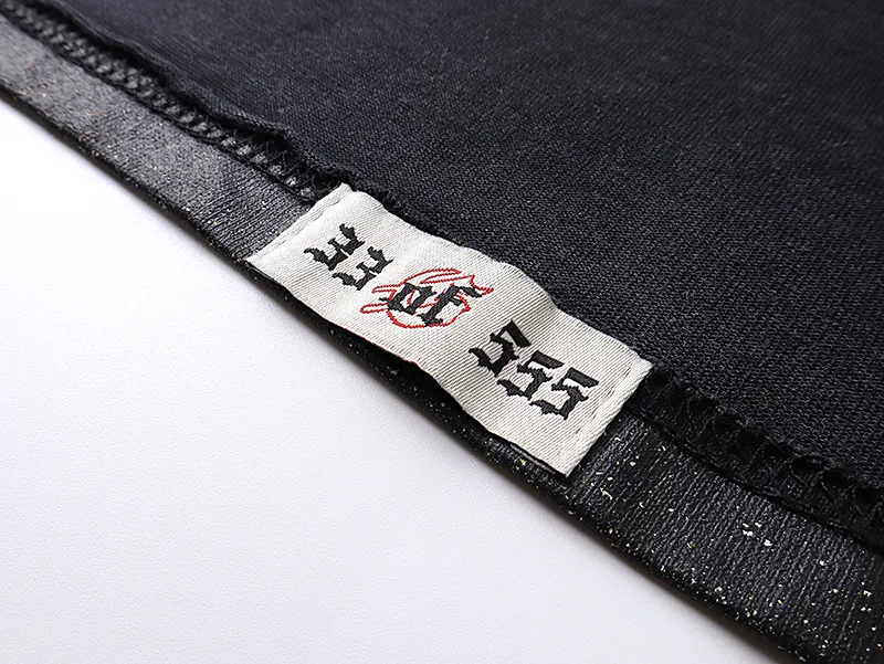1100# P160 Washed Black Real Shot Godspeed American Fashion Rock Street Retro Washed Distressed Printed Pure Cotton Short Sleeves Fabric: 270g 32 Count Fine Cotton Double Yarn Pure Cotton Color: Washed Black Size: S M L XL
