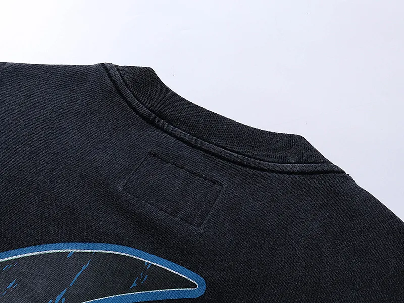 6060#washed black｜P116 Godspeed cross-border American rock and roll street washed retro style short-sleeved T (craft printing) fabric (fabric): 32 count combed double yarn 250g weight code number (size): S-M-L-XL color (colour): washed black