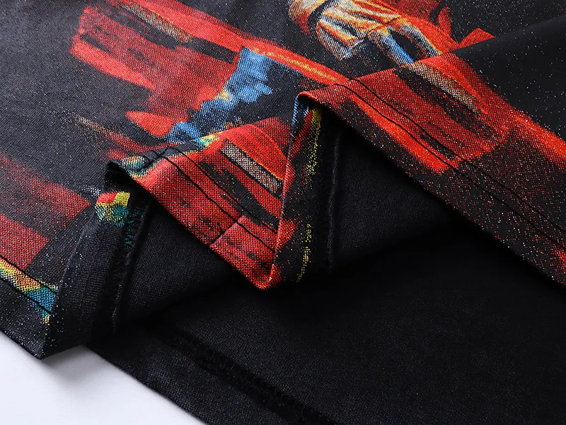 6060#washed black｜P116 Godspeed cross-border American rock and roll street washed retro style short-sleeved T (craft printing) fabric (fabric): 32 count combed double yarn 250g weight code number (size): S-M-L-XL color (colour): washed black