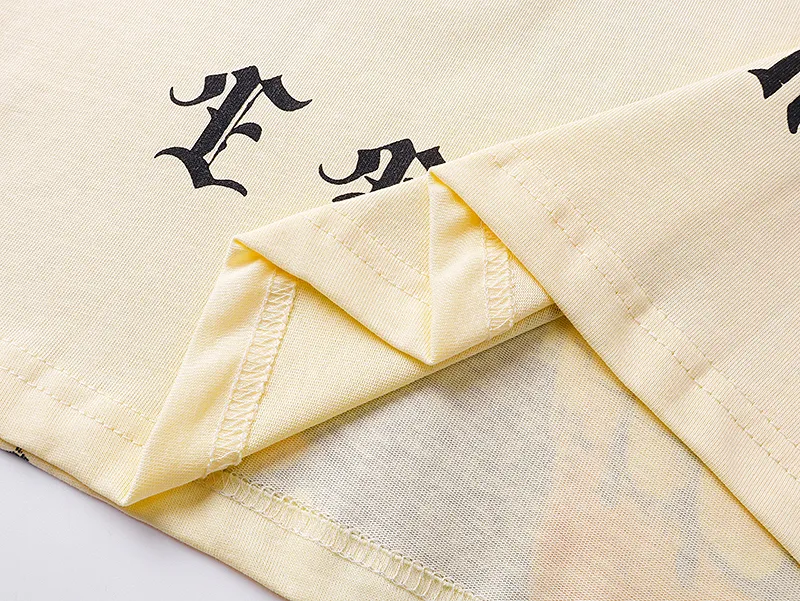 3037# P110 Real shot Godspeed American fashion rock street retro loose printed cotton short sleeves Fabric: 240g 32 count fine cotton double yarn pure cotton Color: apricot Size: S M L XL