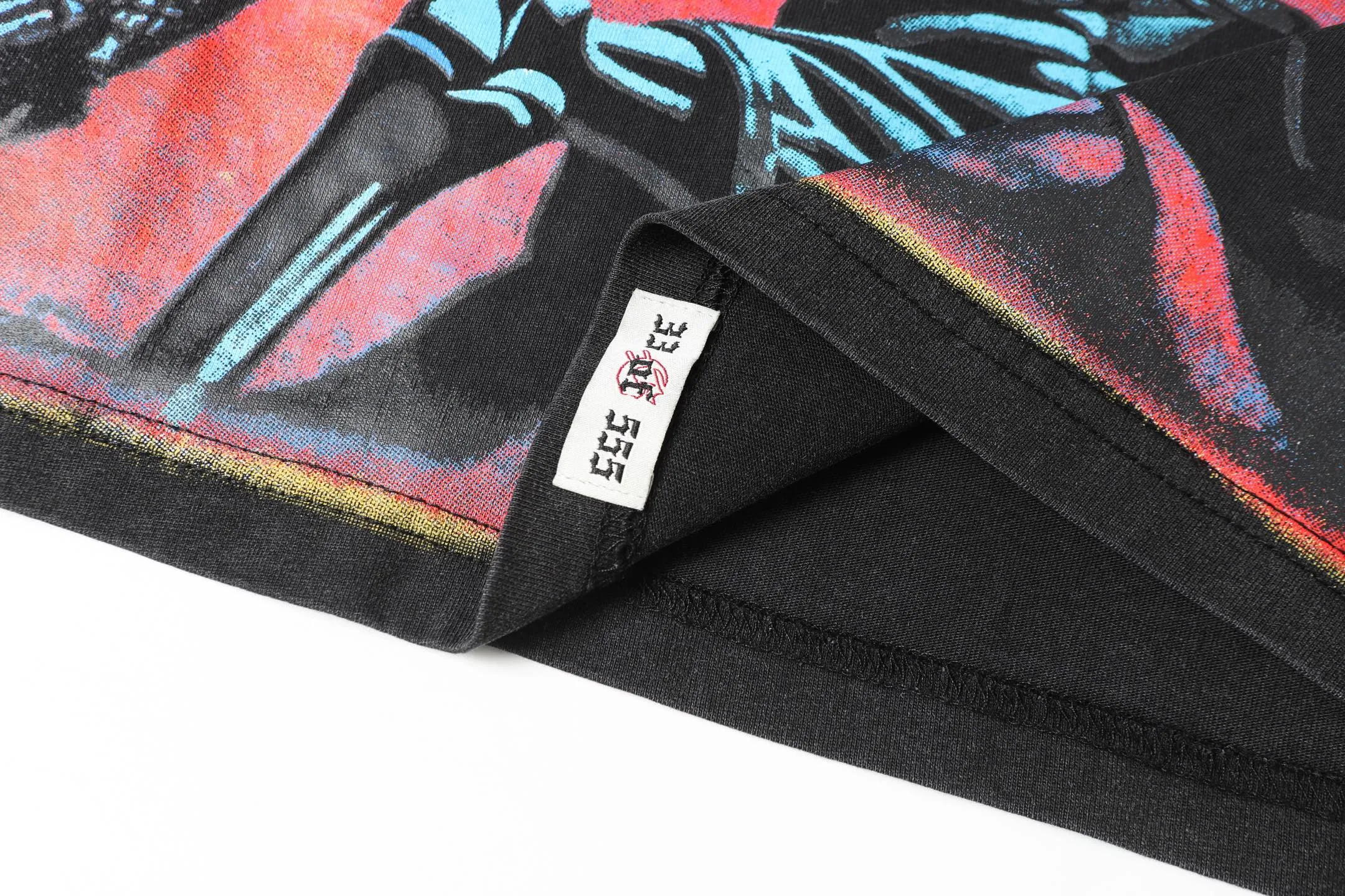 6042# washed black｜P116 Godspeed cross-border American rock and roll street washed retro style short-sleeved T (craft printing) fabric (fabric): 32 count combed double yarn 250 grams weight code (size): S-M-L-XL color (colour): washed black 👉