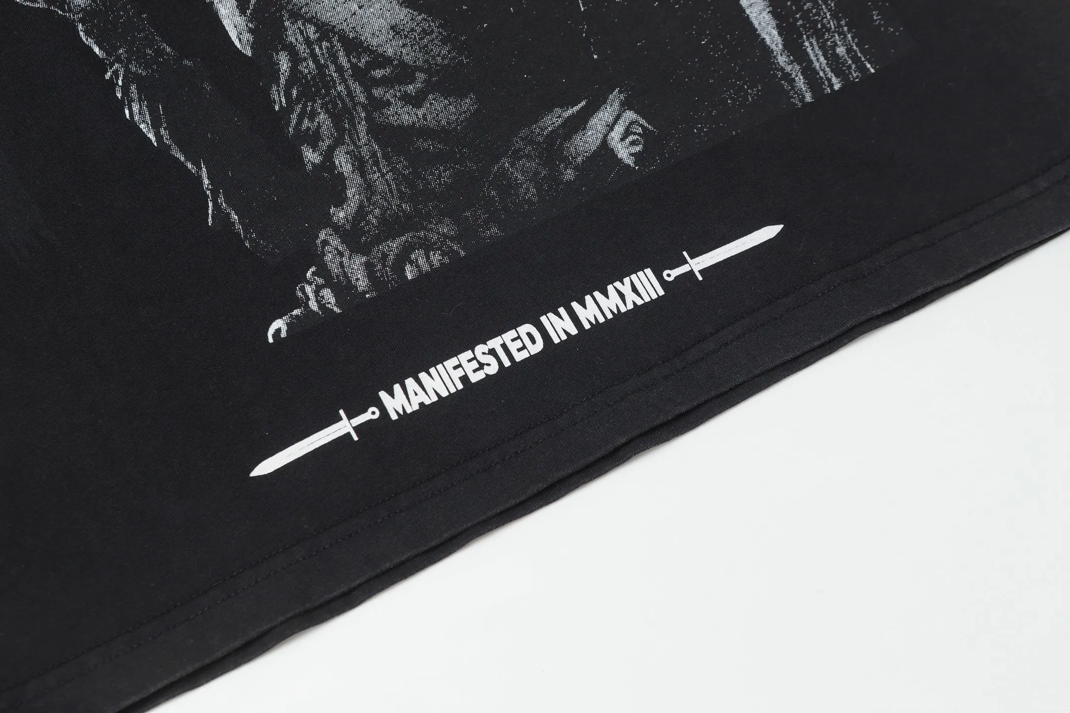 6065# washed black I P116 Godspeed cross-border American rock and roll street washed retro style short-sleeved T (craft printing) fabric (fabric): 32 count combed double yarn 250 grams weight size (size): S-M-L-XL color (colour): washed black 👉 👉