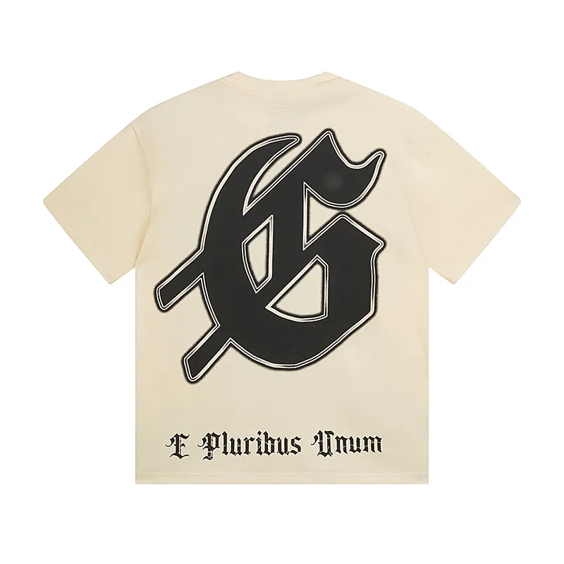 3062# P110 Real shot Godspeed American fashion rock street retro loose printed cotton short sleeves Fabric: 240g 32 count fine cotton double yarn pure cotton Color: apricot Size: S M L XL