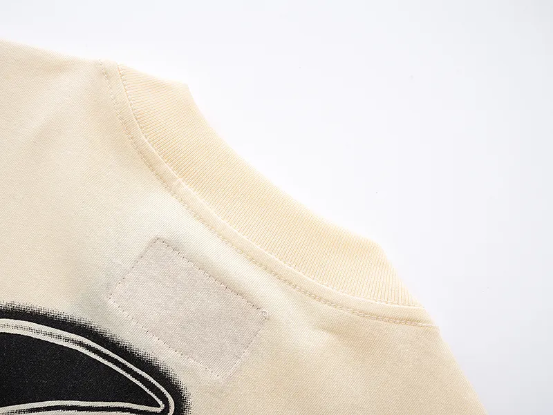 3062# P110 Real shot Godspeed American fashion rock street retro loose printed cotton short sleeves Fabric: 240g 32 count fine cotton double yarn pure cotton Color: apricot Size: S M L XL